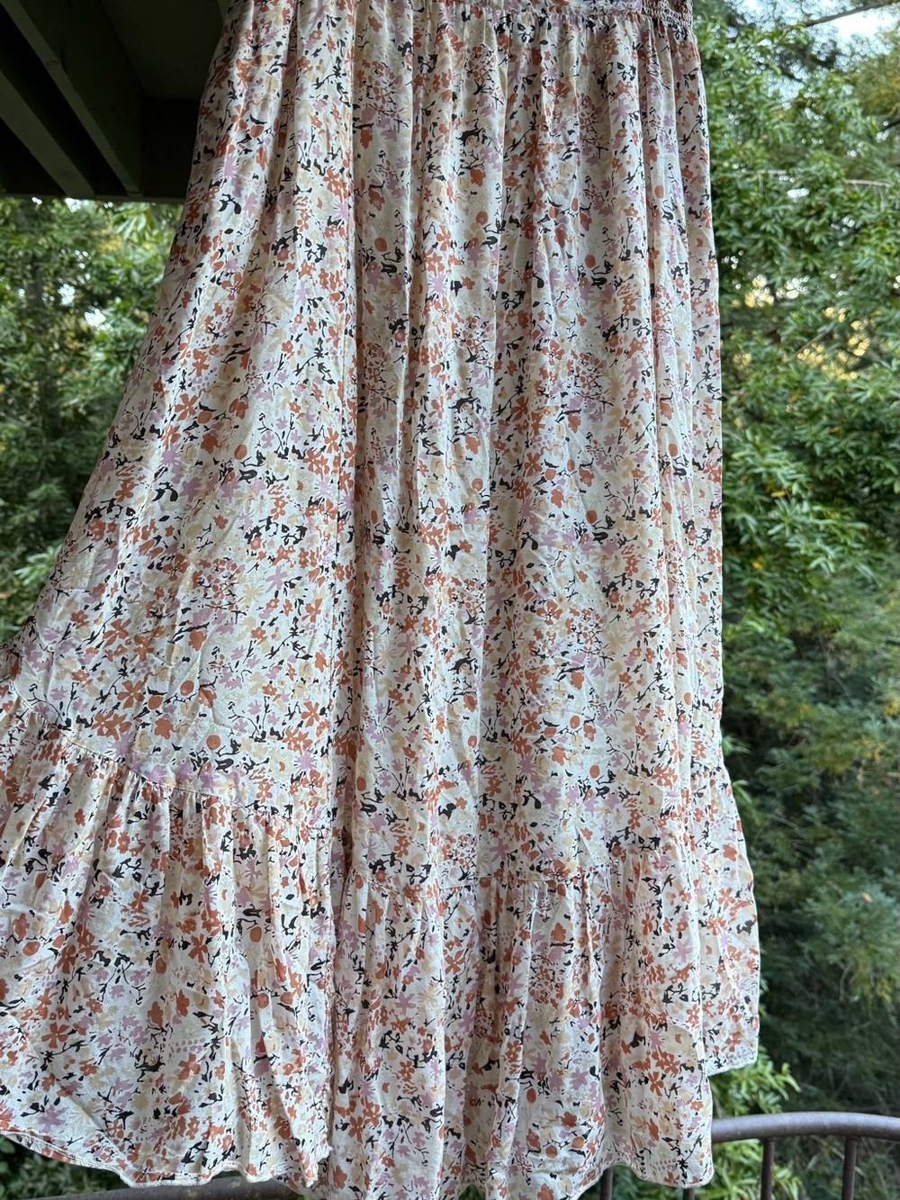Free People Floral Maxi Skirt - Cream with Pink & Tan Floral Print - Picture 2 of 4